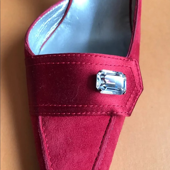 NEW TOD'S Swarovski women red suede  shoes heels pumps size 10 - Picture 2 of 6